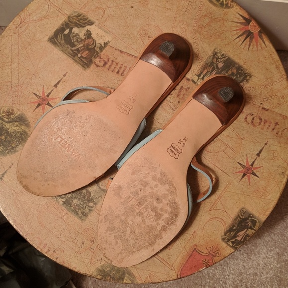 Van Eli light blue buckled heels brown detailing - Picture 2 of 5
